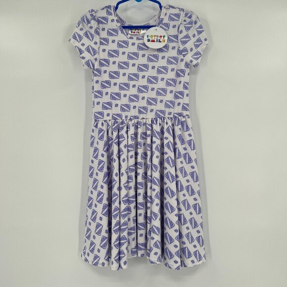 Dot Dot Smile Girl's Cap Dress 3-4 NWT White/Purple Geometric Shape Print - Picture 1 of 5